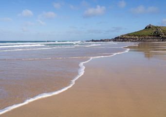 Porthmeor beach shore, St. Ives Cornwall UK.