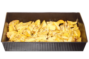 Roasted potatoes with spices and cheese