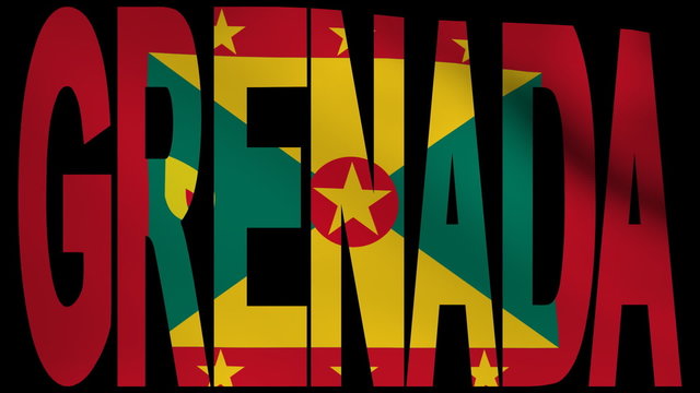 Grenada text with fluttering flag animation