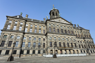Fototapeta na wymiar The Royal Palace in Amsterdam. The palace was built as city hall during the Dutch Golden Age in the seventeenth century.