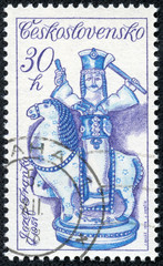 stamp shown Janosik on Horseback by Jozef Franko