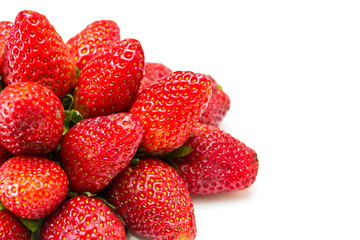 strawberries placed on a white background