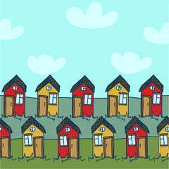 Obraz na płótnie Canvas Illustration with funny doodle houses