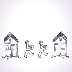 Funny illustration of concept with relocation