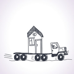 Funny illustration of concept with relocation