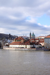 Fototapeta na wymiar Winter Prague St. Nicholas' Cathedral, Czech Republic