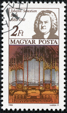 Stamp Shows Johann Sebastian Bach And Thomas Church Organ