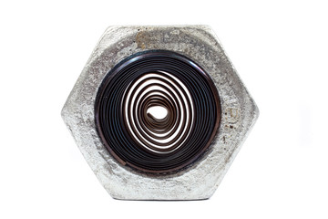 Hardware nut and steel spiral