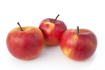 Red apples on a white background