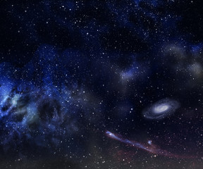 Space background with nebula and galaxy.
