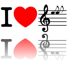 Herz mit Noten und Notenschlüssel