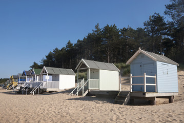 Fototapeta na wymiar Beach Huts at Wells-next-the-Sea, Norfolk, UK.