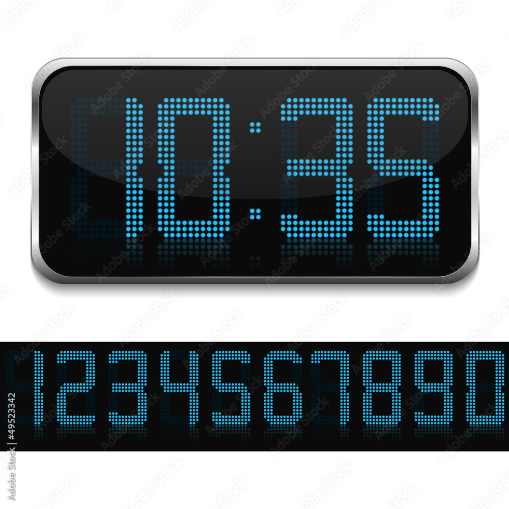 Wall mural Blue Digital Clock