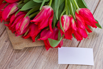 tulips with greeting card