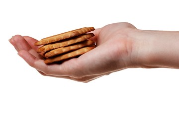 Oatmeal cookies in the woman.