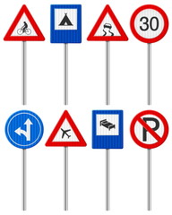 traffic road sign set