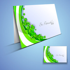 Irish shamrock leaves greeting or gift card for Happy St. Patric