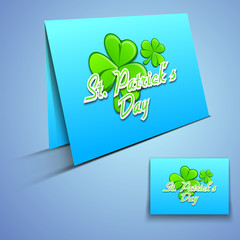 Irish shamrock leaves greeting or gift card for Happy St. Patric