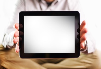 Men Showing Tablet