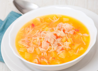 Fish soup with potato and pasta