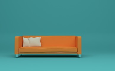 modernes Sofa orange - obrazy, fototapety, plakaty