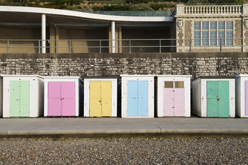 Beach Huts at Lyme Regis, Dorset, UK.