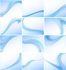 Abstract blue colorful business wave vector set