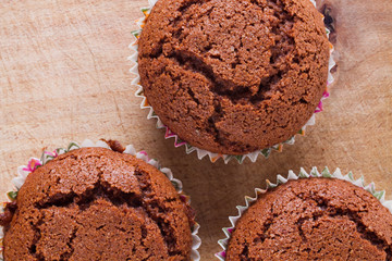chocolate muffins from top view