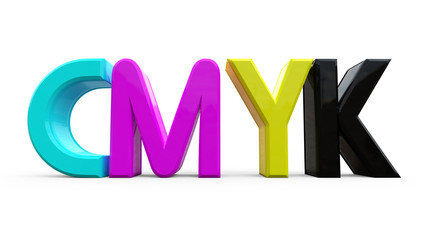 3D Capital letters CMYK on the white background