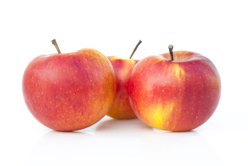 Red apples on a white background