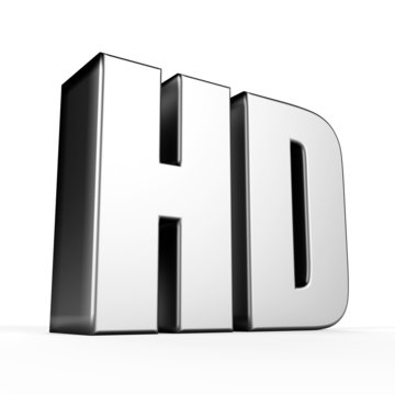 3D HD symbol on white background.