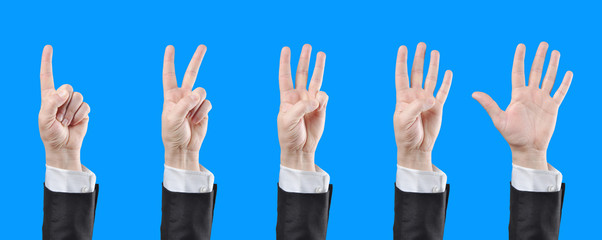 counting businessman hands