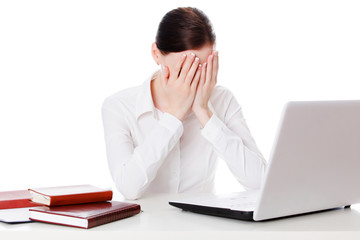 Weeping businesswoman
