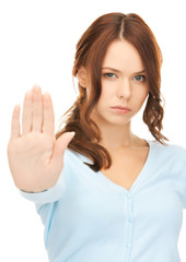 woman making stop gesture