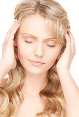 Fototapeta premium worried woman with long hair