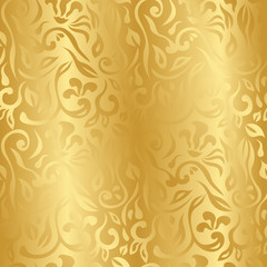 Seamless vintage floral background in gold