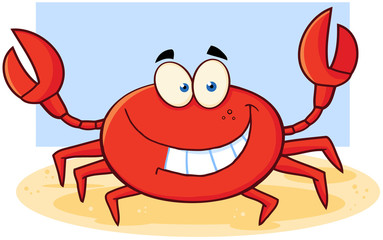 Happy Crab Cartoon Mascot Character