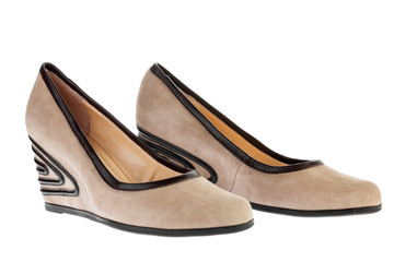 Fototapeta premium Beige suede platform shoes