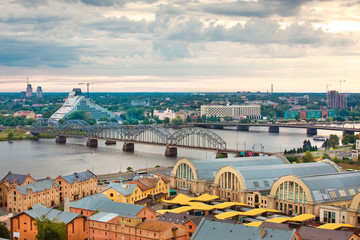 Riga, Latvia, cityscape from Latvian Academy - obrazy, fototapety, plakaty