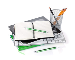 Office supplies and computed keyboard