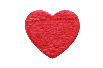 red heart shape cookie in white background