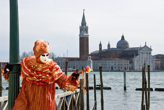 Venice carnival orange mask