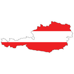 Fototapeta premium Country outline with the flag of Austria