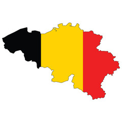 Country outline with the flag of Belgium