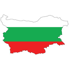 Country outline with the flag of Bulgaria