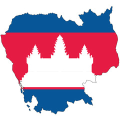 Fototapeta premium Country outline with the flag of Cambodia