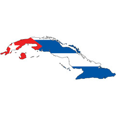 Obraz premium Zarys kraju z flagą Kuby