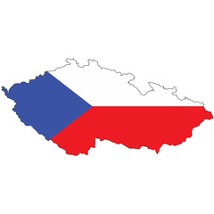 Obraz premium Country outline with the flag of Czech Republic