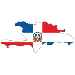 Naklejka premium Country outline with flag of Dominican Republic