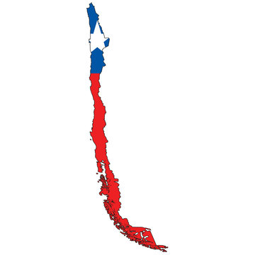 Country Outline With The Flag Of Chile